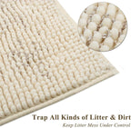 Cat Litter Mat Softgrip Litter Trapping Mat, Muddy Litterbox Rug for Indoor & Floor, Machine Washable Easy Clean Soft Microfiber for Cat, 35"× 25", Beige