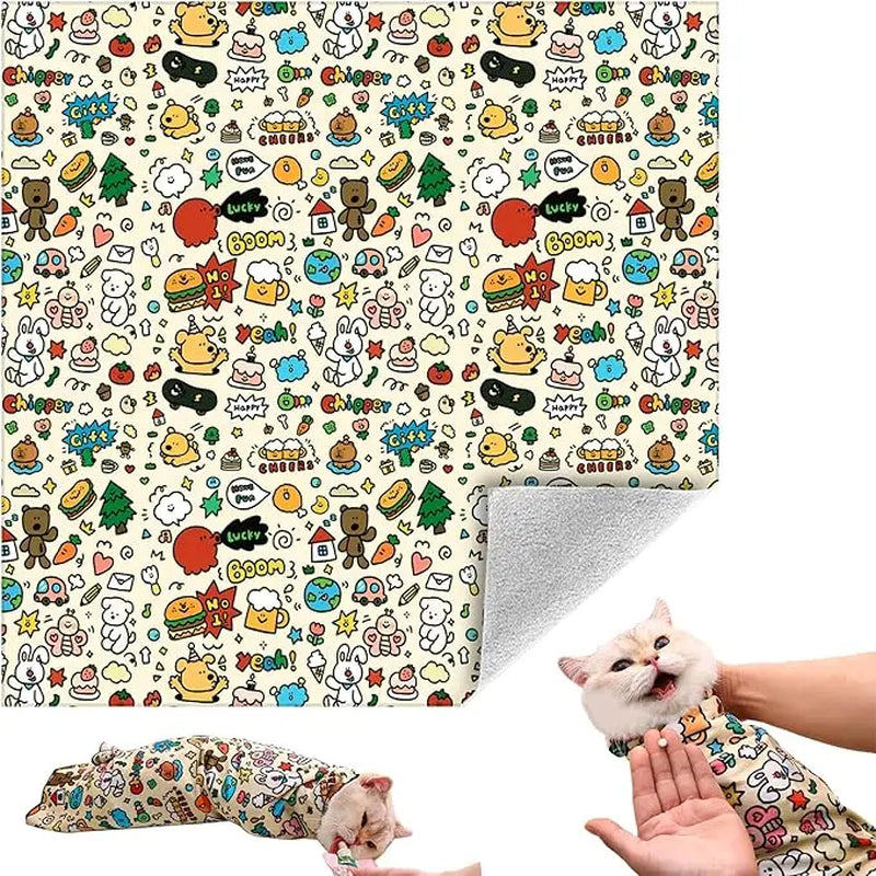 Supetspaw Reusable Cat Grooming Wrap – Washable Self-Adhesive Anti-Scratch Restraint Wrapfor Stress-Free Nail Clipping, Face Cleaning, Medication ， Multifunctional Care& More | Also Great for Makeup or Camera Travel Storage Calming