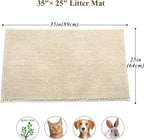 Cat Litter Mat Softgrip Litter Trapping Mat, Muddy Litterbox Rug for Indoor & Floor, Machine Washable Easy Clean Soft Microfiber for Cat, 35"× 25", Beige