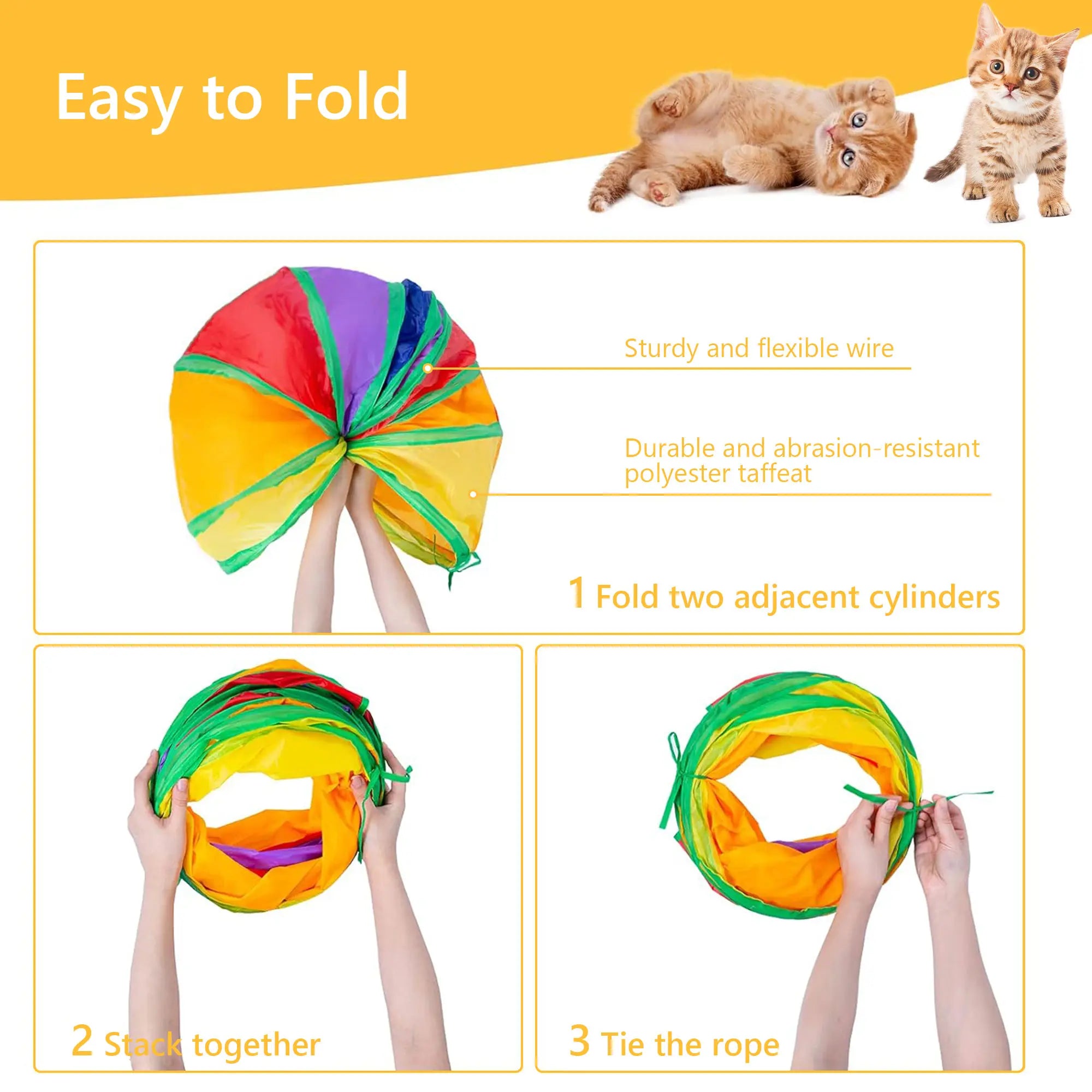 Cat Toys Set - 22Pcs Interactive Cat Toys for Kittens & Indoor Cats with Rainbow Tunnel, Feather Teaser Wand, Sisal Mice, Bell Balls & Crinkle Balls,Summervibes