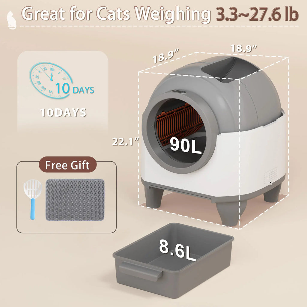 Warcat Smart Low-Noise Auto-Cleaning Litter Box 90L Self Cleaning Cat Litter Box App-Controlled via 2.4G Wifi with Smart Sensors, Safety Protection, Easy Maintenance, Easy Setup & Clean #Tiktokshopstockup#Tiktokshopmothersday#Summervibes#Petlovers
