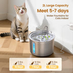 PWF-001 304 Stainless Steel Cat Water Fountain, 2L Water Fountains for Cats Indoor - Silver