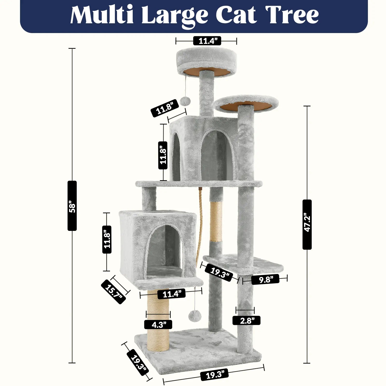 [Mothersdaygift] Wecharmer Cat Tree / Tower for Indoor with Green Leaves, Cat Condo Cozy Plush House with Hang Ball, Pet Furniture with Scratching Posts Cat Tree