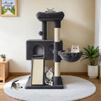 HOOMIC 36 Inches Cat Tree, Multi-Level Condo with Sisal Posts & Cozy Hammock, Padded Plush Perch, Available in Beige, Dark Grey, Light Grey , Perfect for Indoor Cats & Kittens #Summervibes