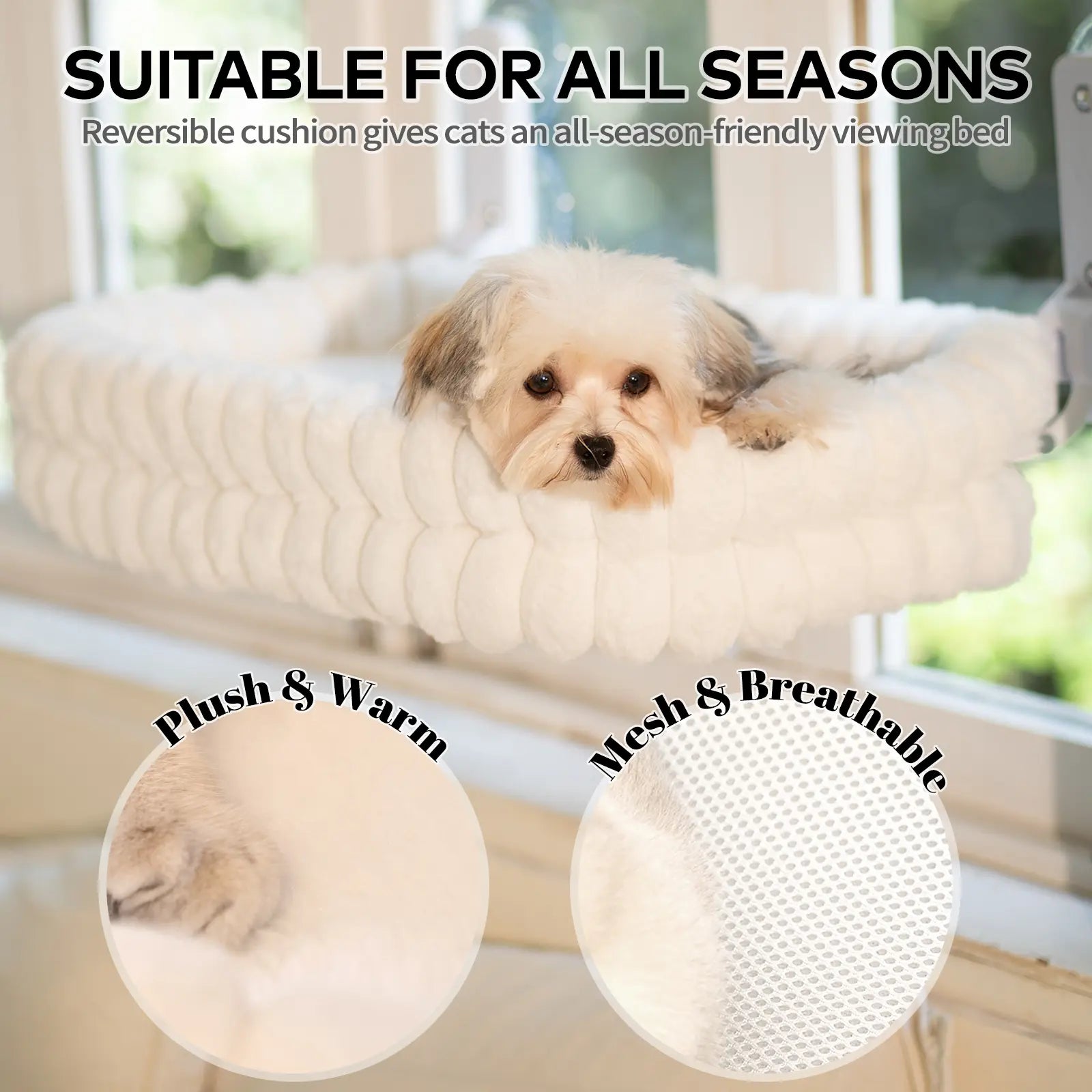 Folding Cat Hammock for Window - Cordless, Machine Washable Bed, Robust Metal Frame, Strong Suction Cups，Cat Window Perch for Cats and Small Dogs Tiktokshopspringglowup