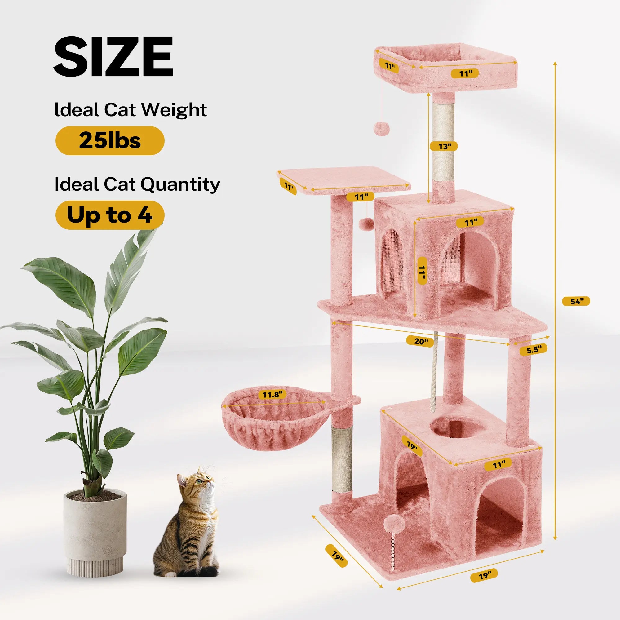[Mothersdaygift] Wecharmer Cat Tree / Tower for Indoor with Green Leaves, Cat Condo Cozy Plush House with Hang Ball, Pet Furniture with Scratching Posts Cat Tree