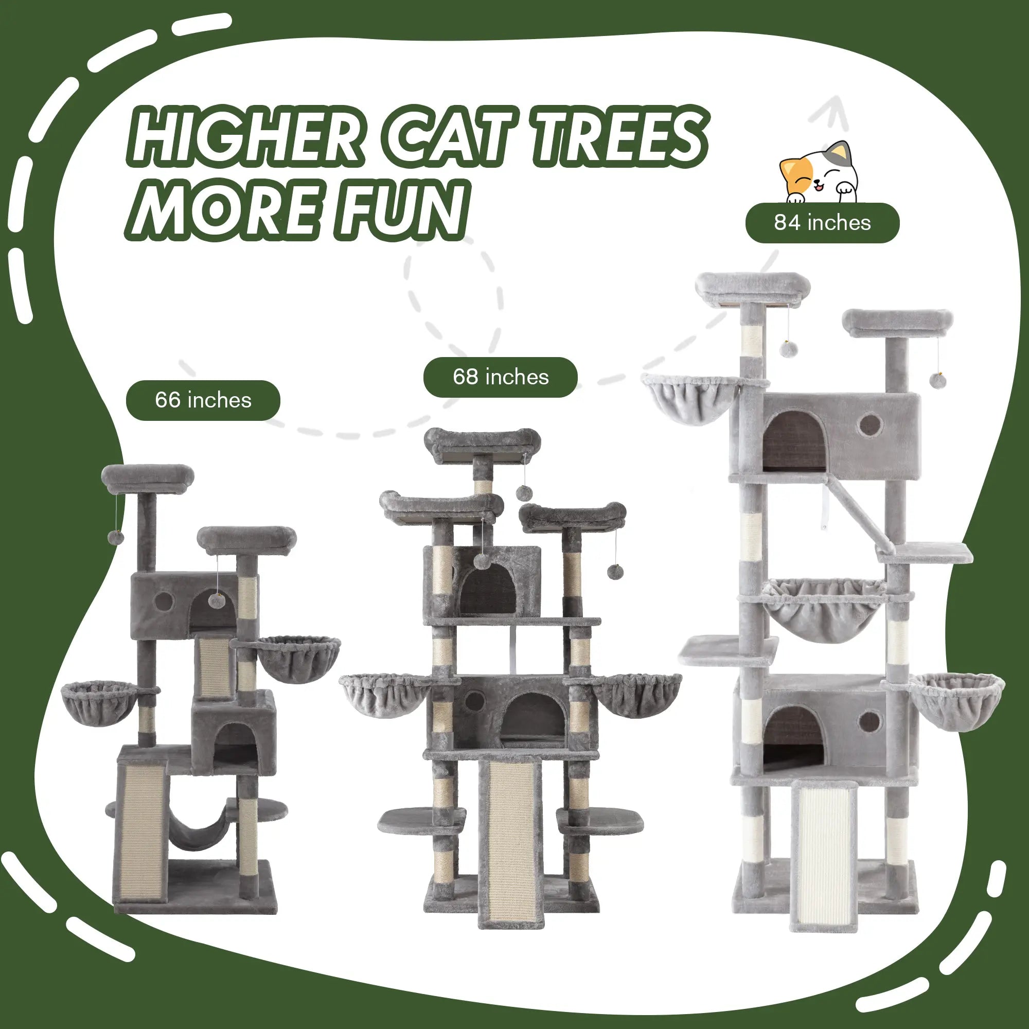 MUTICOR 82In Cat Tree Tower All-In-One Luxury Cat Tree with Scratching Posts & Boards,Hammock,Cozy Condo Room House,Toy Balls,Multifunctional Pets Furniture#Summervibes