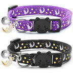 4 PCS Breakaway Cat Collars with Glowing Moon Pendant Adjustable Kitten Collar for Cats Girls Boys Pet Gifts Accessories Leashes Harnesses