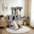 HOOMIC 36 Inches Cat Tree, Multi-Level Condo with Sisal Posts & Cozy Hammock, Padded Plush Perch, Available in Beige, Dark Grey, Light Grey , Perfect for Indoor Cats & Kittens #Summervibes