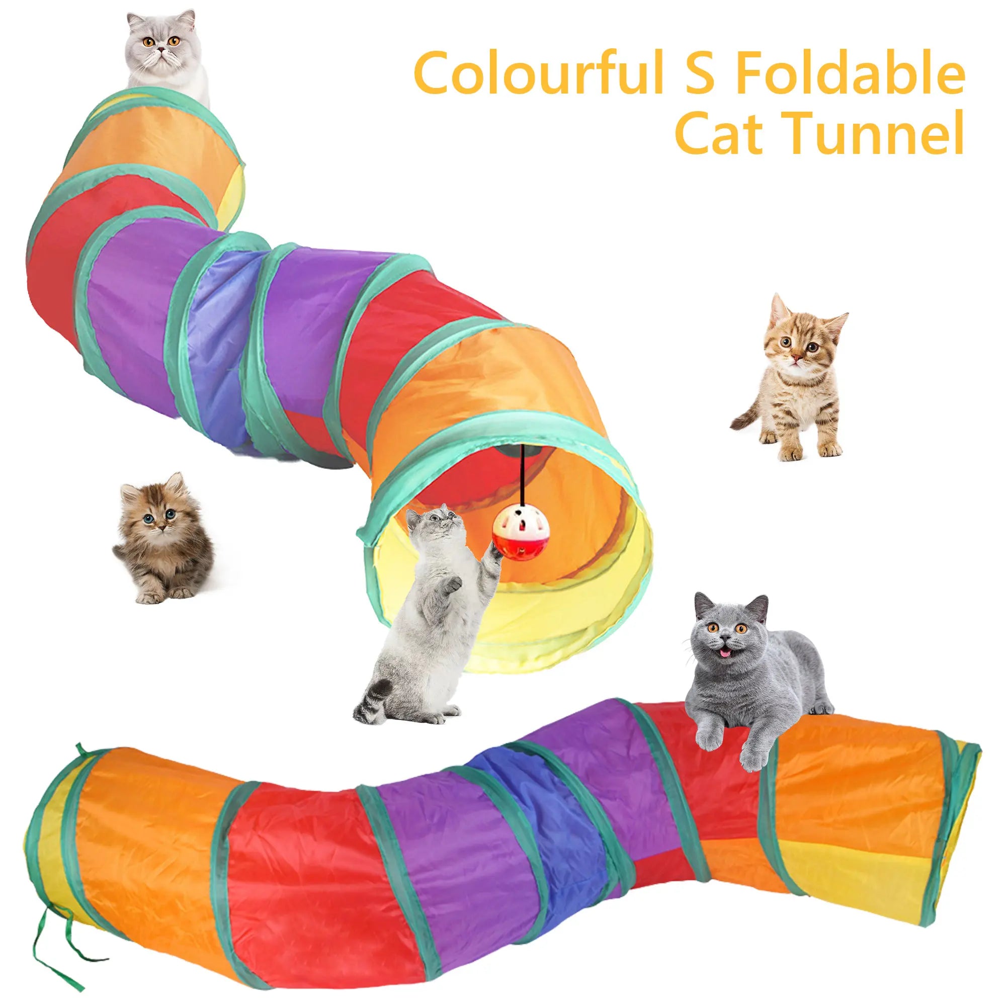 Cat Toys Set - 22Pcs Interactive Cat Toys for Kittens & Indoor Cats with Rainbow Tunnel, Feather Teaser Wand, Sisal Mice, Bell Balls & Crinkle Balls,Summervibes