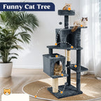 [Mothersdaygift] Wecharmer Cat Tree / Tower for Indoor with Green Leaves, Cat Condo Cozy Plush House with Hang Ball, Pet Furniture with Scratching Posts Cat Tree