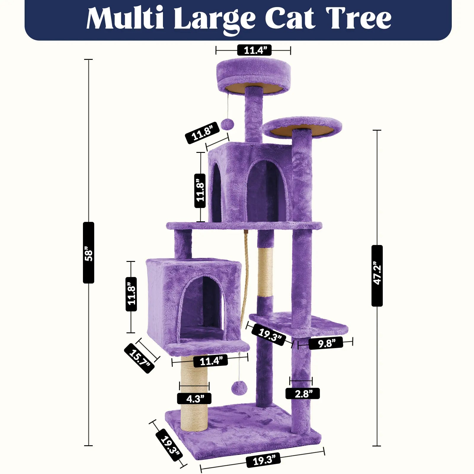 [Mothersdaygift] Wecharmer Cat Tree / Tower for Indoor with Green Leaves, Cat Condo Cozy Plush House with Hang Ball, Pet Furniture with Scratching Posts Cat Tree