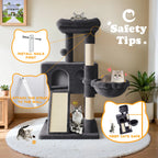 HOOMIC 36 Inches Cat Tree, Multi-Level Condo with Sisal Posts & Cozy Hammock, Padded Plush Perch, Available in Beige, Dark Grey, Light Grey , Perfect for Indoor Cats & Kittens #Summervibes