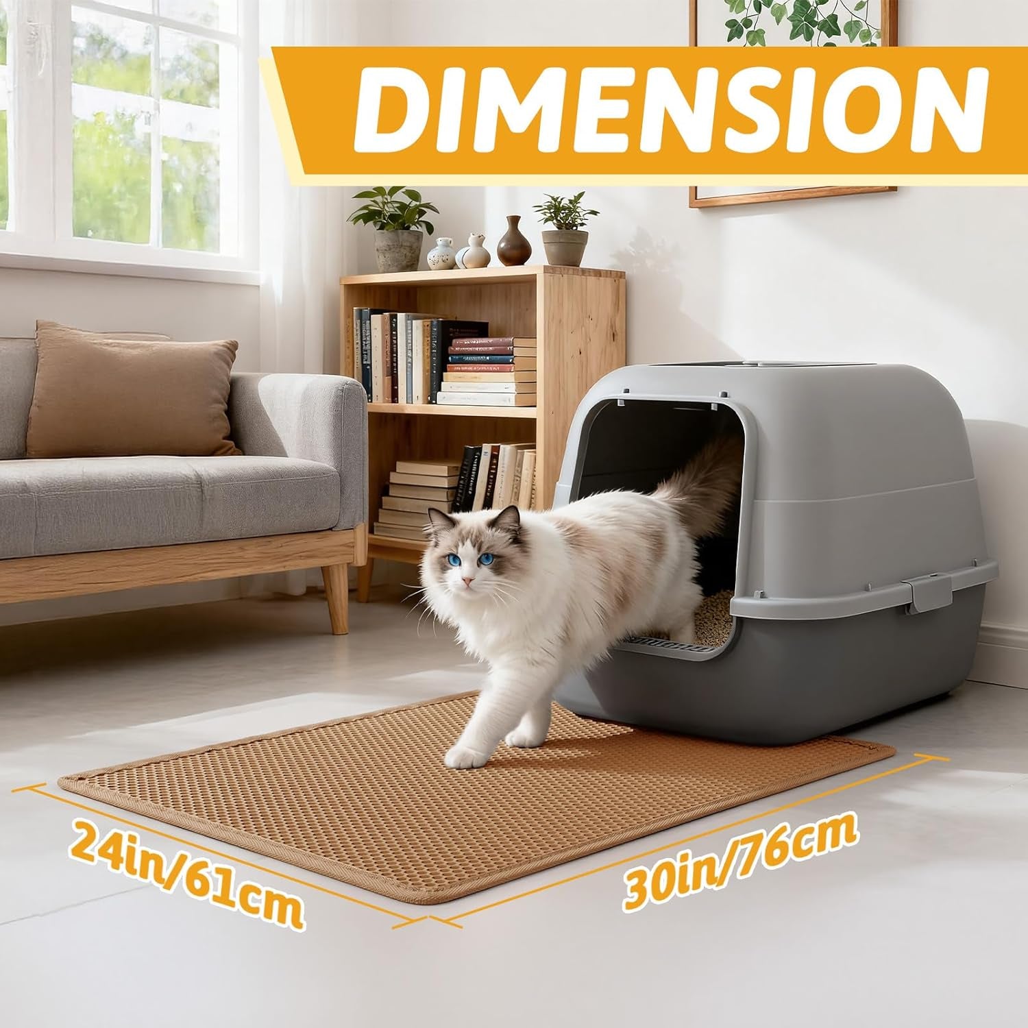 Cat Litter Mat Double Layer Waterproof Urine Proof Trapping Mat 1 Pack (30''X24'', Brown)