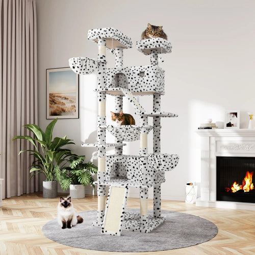 MUTICOR 82In Cat Tree Tower All-In-One Luxury Cat Tree with Scratching Posts & Boards,Hammock,Cozy Condo Room House,Toy Balls,Multifunctional Pets Furniture#Summervibes