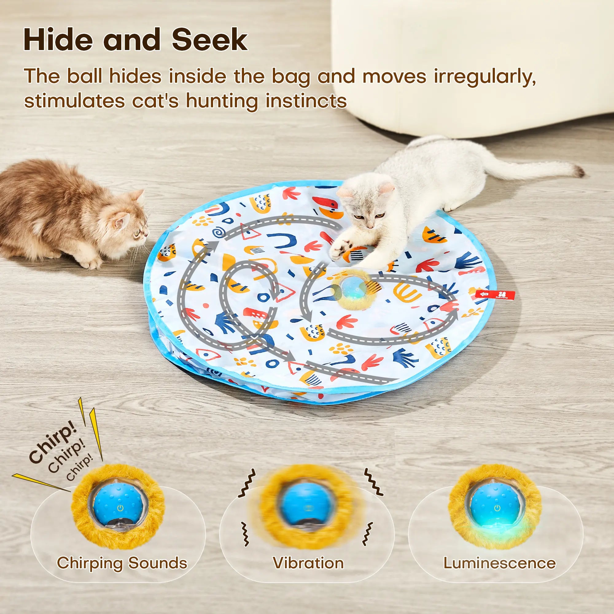 Potaroma Interactive Cat Toys, Fast Rolling Ball in Play Mat, Automatic Motion Activated Moving Ball Hide and Seek Game for Indoor Exercise Kicker #Summervibes #Petlovers