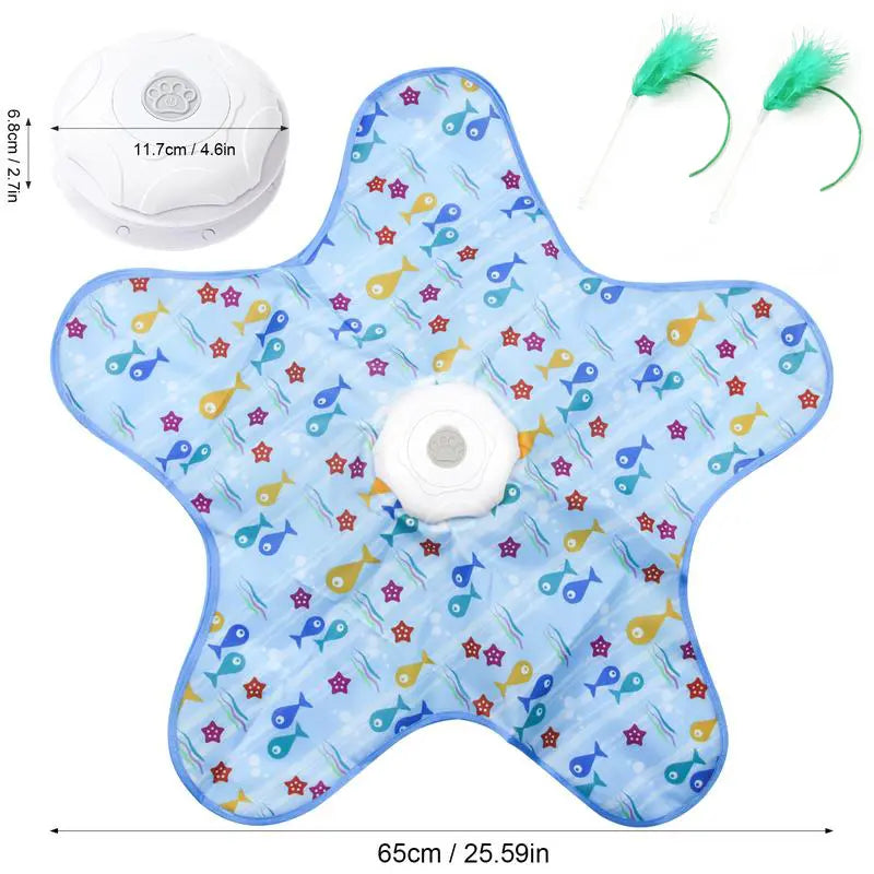 Hide and Seek Cat Toys with 2 Teasing Sticks, Touch Activated Cat Kitten Toy Exercise Toys for Indoor Bored Cats, Interactive Cat Toys Rechargeable, Moving Concealed Feathers, Real Mouse Squeaky