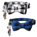 2 Pack Small Fish Cat Collars with Bow Tie and Bell,Personalized Breakaway Kitten Collar for Girl Boy Cats,Adjustable 7-12Inch,Cute for Kitty Kitten Adult Cats,Pet Supplies,Stuff,Accessories