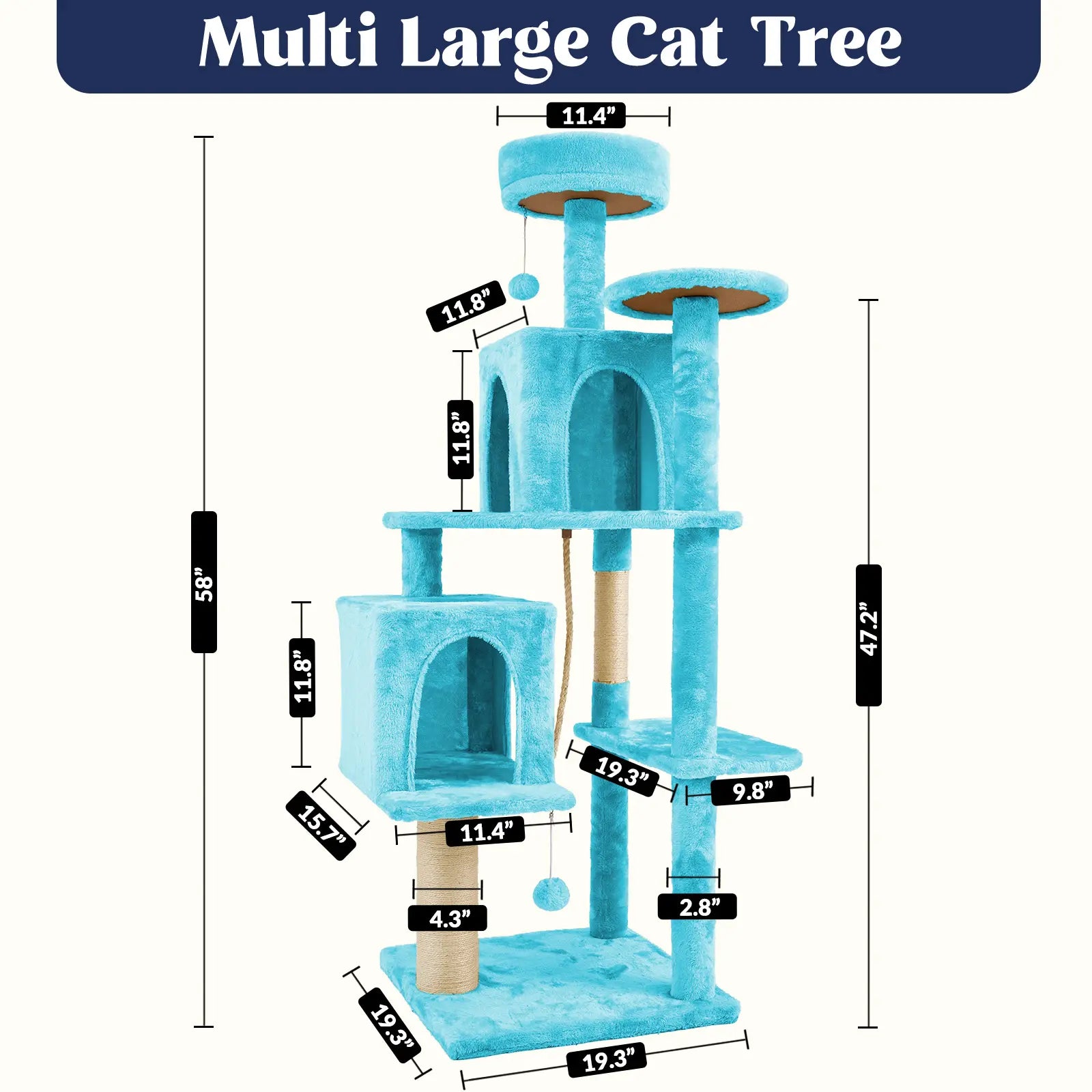 [Mothersdaygift] Wecharmer Cat Tree / Tower for Indoor with Green Leaves, Cat Condo Cozy Plush House with Hang Ball, Pet Furniture with Scratching Posts Cat Tree