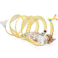 Potaroma Spiral Cat Tunnel - Collapsible Spring Toy with Feather & Bell