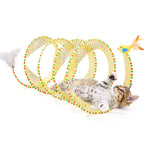 Potaroma Spiral Cat Tunnel - Collapsible Spring Toy with Feather & Bell