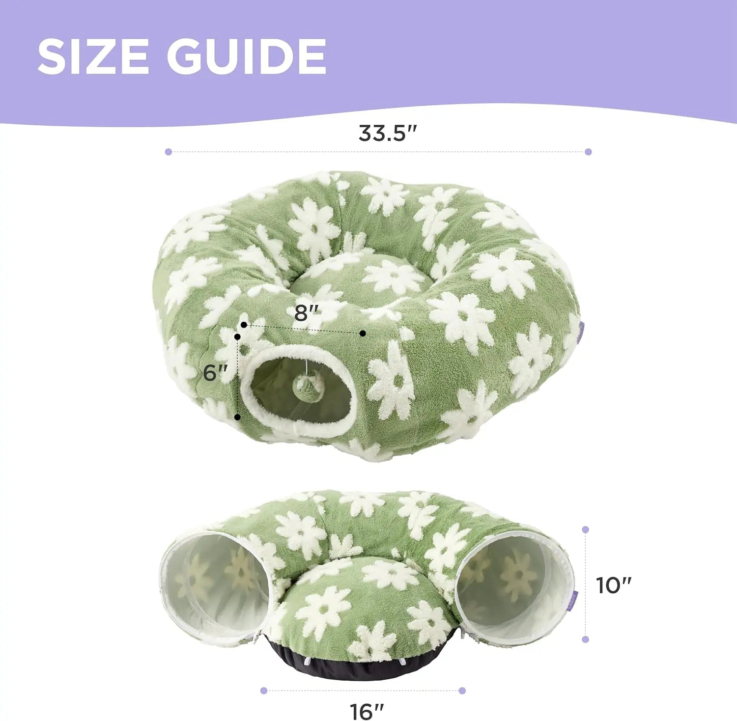 Lesure Cat Tunnel Bed for Indoor Cats - Soft&Cozy Cute Cat Donut Tunnel with Washable Circle Cushion, round Pet Play Tunnel Toy for Kitten/Puppy/Rabbit, Peekaboo Cave Toy, Cool Cat Stuff