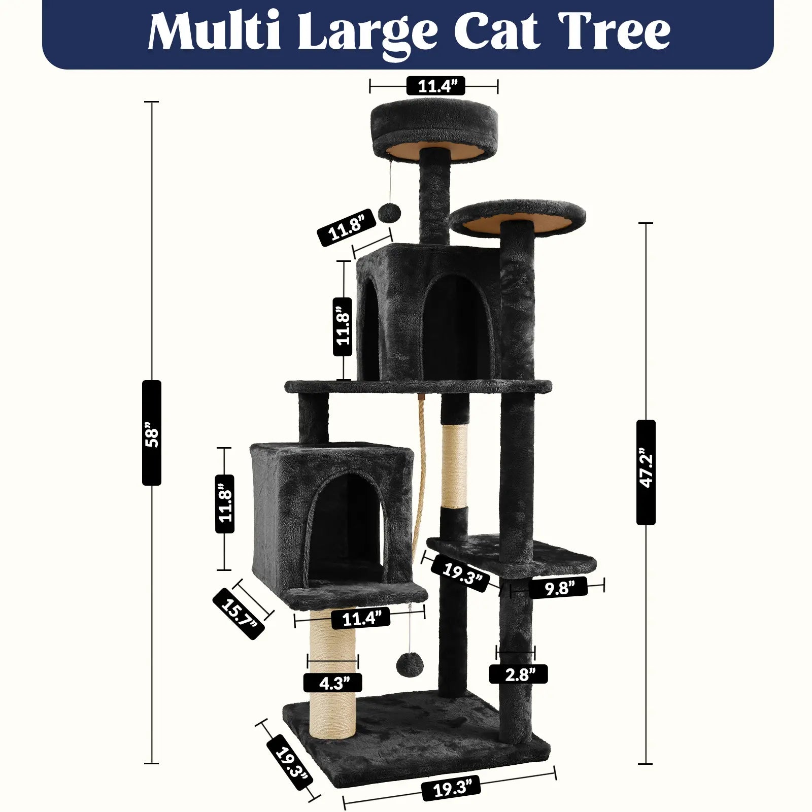 [Mothersdaygift] Wecharmer Cat Tree / Tower for Indoor with Green Leaves, Cat Condo Cozy Plush House with Hang Ball, Pet Furniture with Scratching Posts Cat Tree