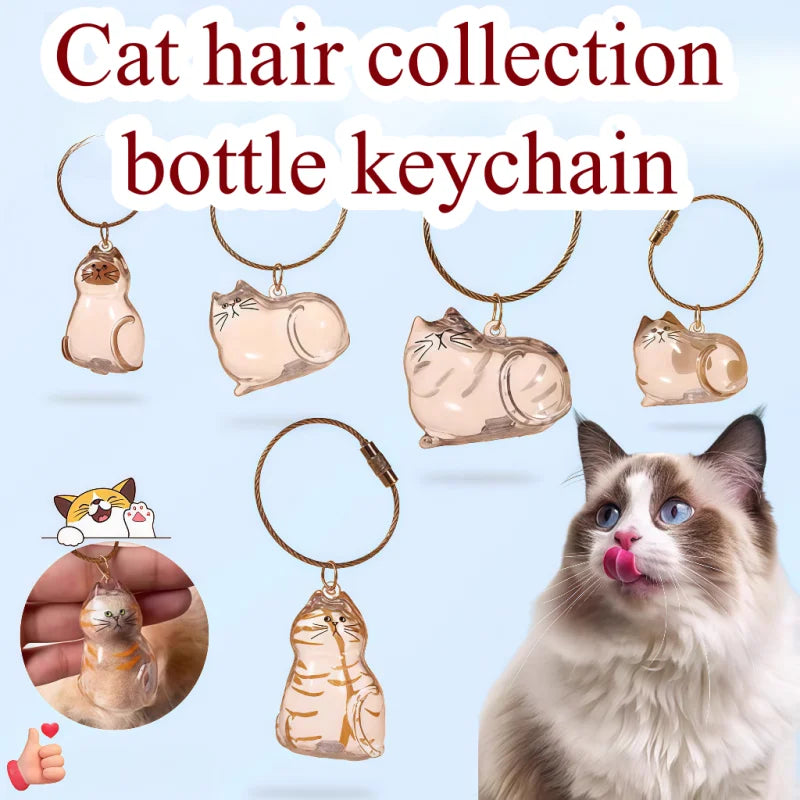 Cat Fur Memorial Pendant Charm — Transparent PET Plastic Keychain for Cat Parents
