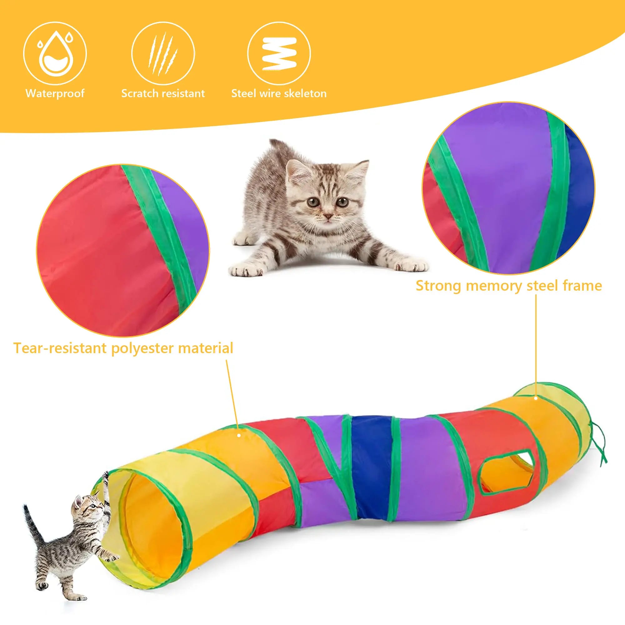 Cat Toys Set - 22Pcs Interactive Cat Toys for Kittens & Indoor Cats with Rainbow Tunnel, Feather Teaser Wand, Sisal Mice, Bell Balls & Crinkle Balls,Summervibes