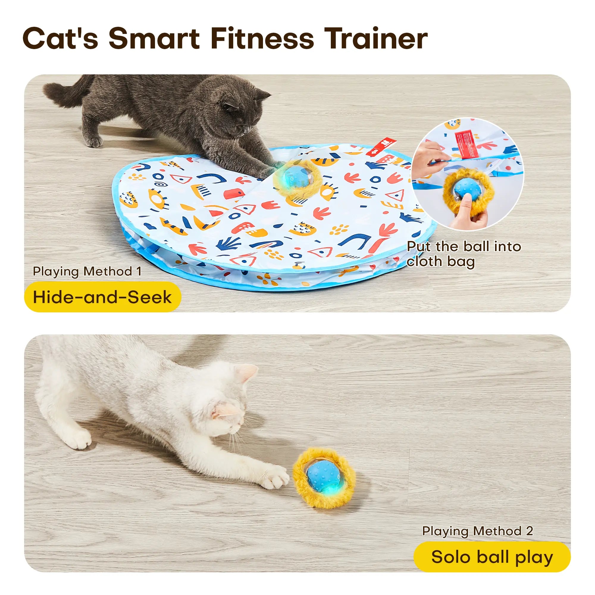 Potaroma Interactive Cat Toys, Fast Rolling Ball in Play Mat, Automatic Motion Activated Moving Ball Hide and Seek Game for Indoor Exercise Kicker #Summervibes #Petlovers
