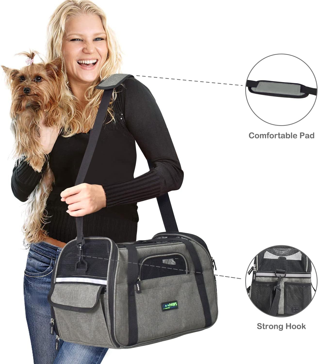 Pink Cat Carrier - Soft-Sided Travel Bag for Cats & Kittens (Up to 15 lbs)