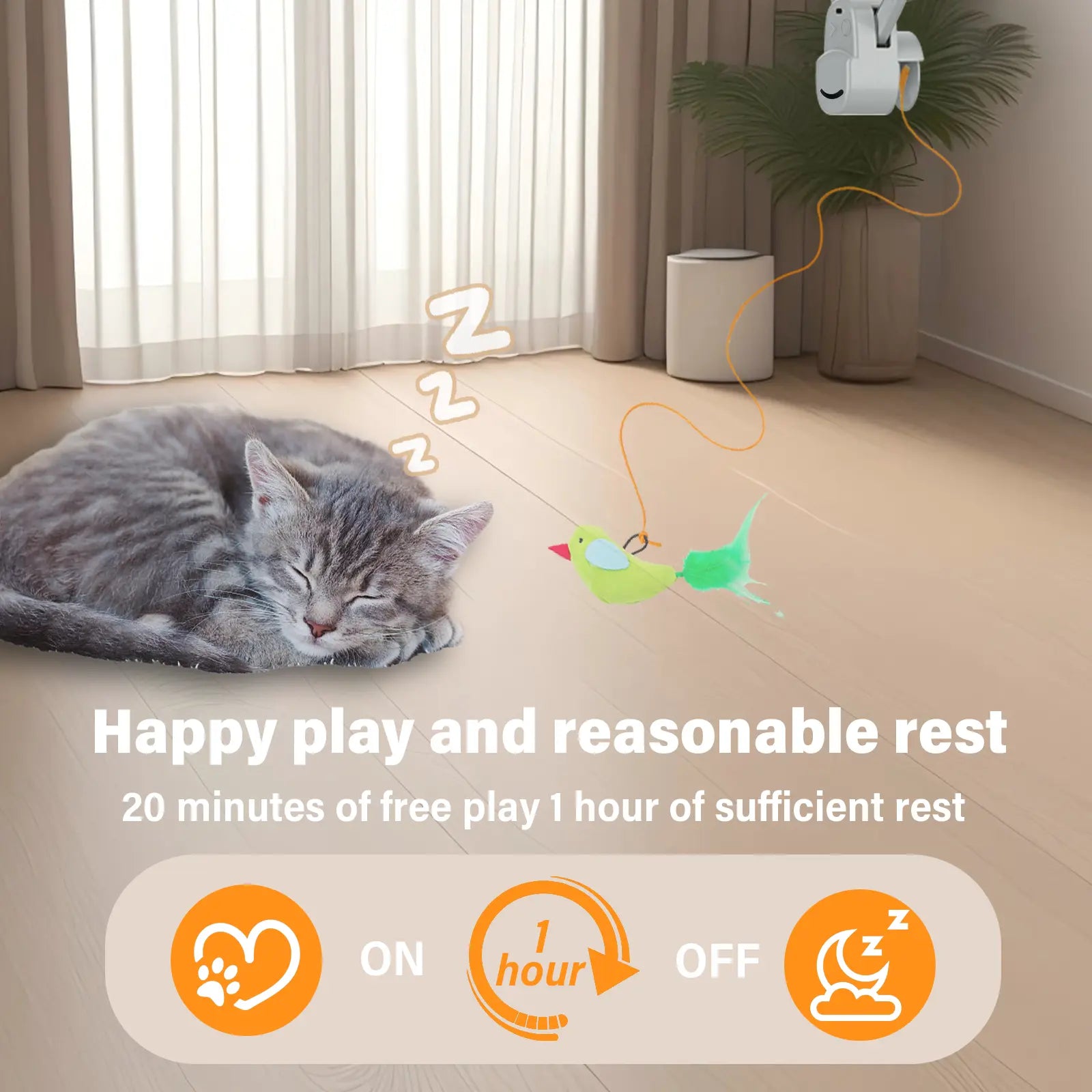 CATPICK Interactive Cat Toy for Indoor Cats - Best Kitten & Adult Cat Enrichment Stimulation Toy with Electric Flying Bird Feather Wand