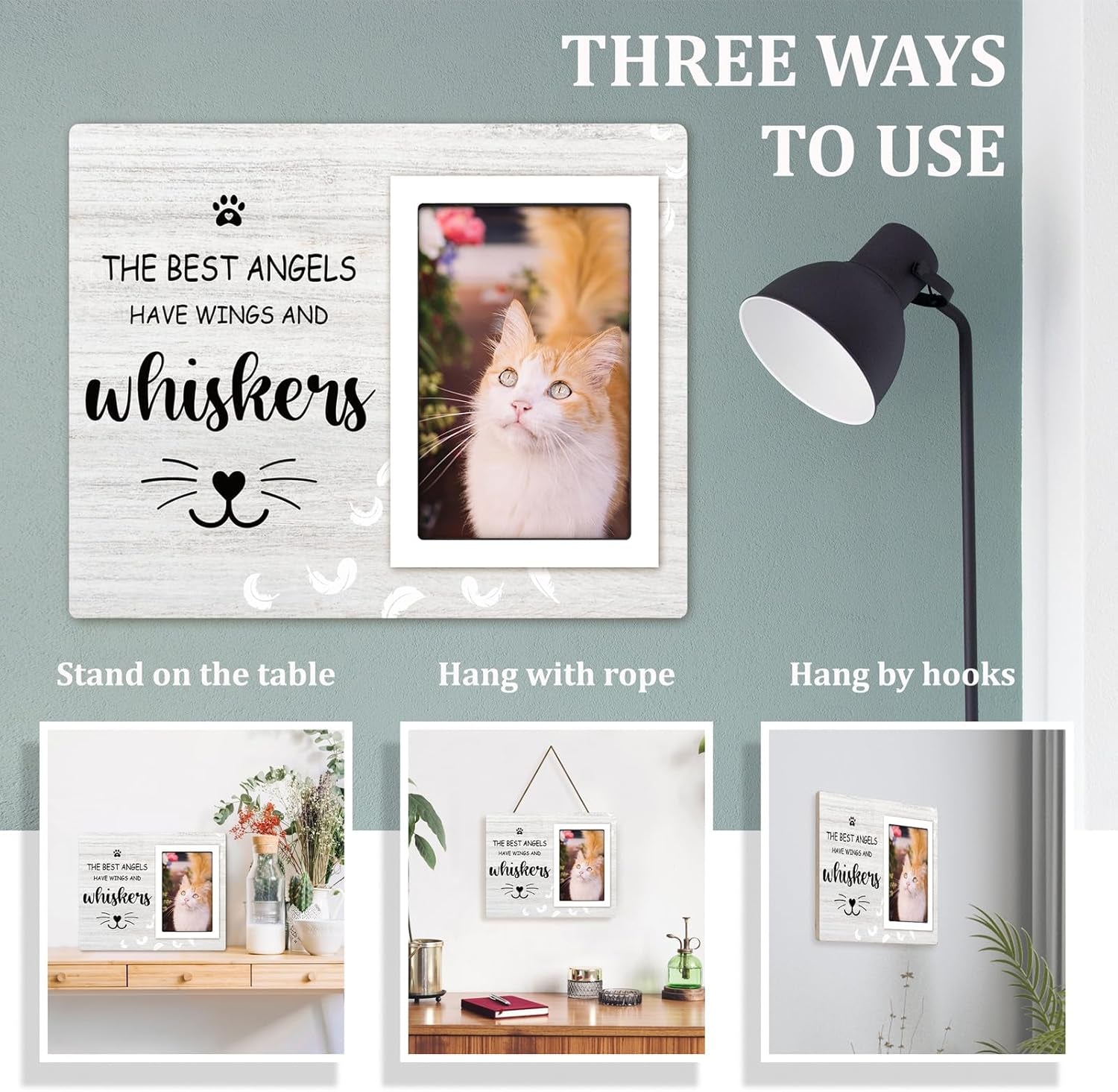 Cat Memorial Gifts for Loss of Cat, Cat Memorial Picture Frame, Cat Loss Sympath