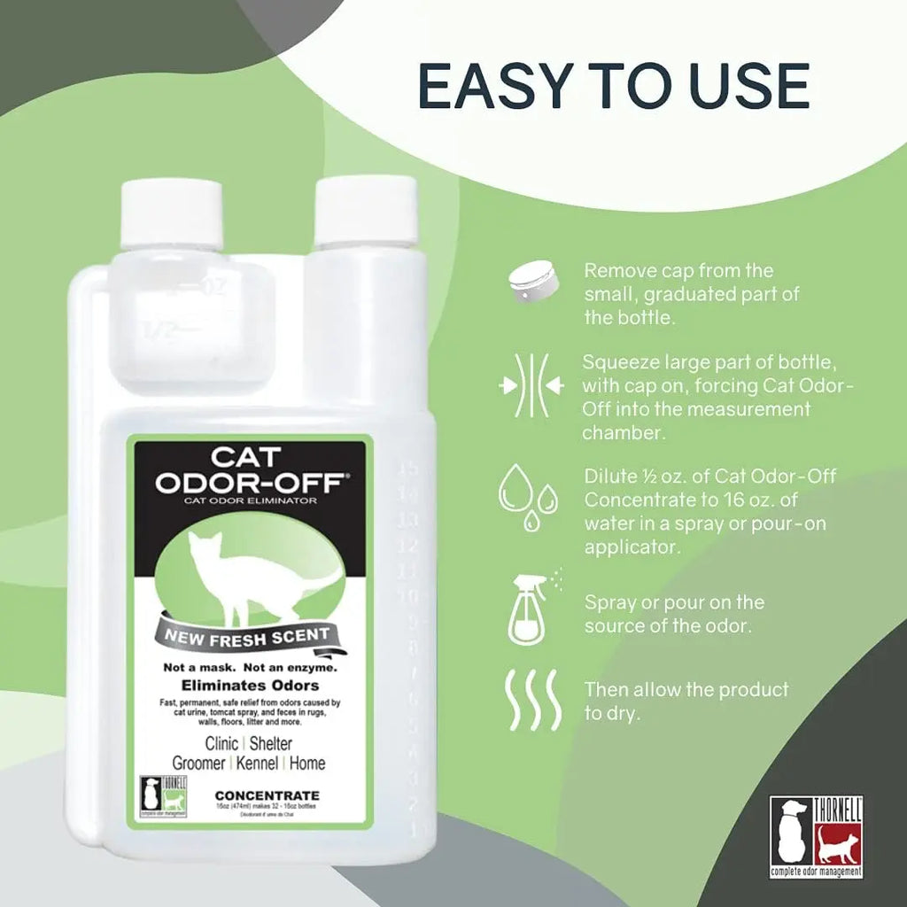 Cat Odor-Off Concentrate Pet Smell Odor Eliminator Bundle – Cat Odor Eliminator Concentrate for Pet Urine, Fresh or Original Scent - Odor Remover