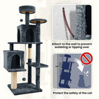 [Mothersdaygift] Wecharmer Cat Tree / Tower for Indoor with Green Leaves, Cat Condo Cozy Plush House with Hang Ball, Pet Furniture with Scratching Posts Cat Tree