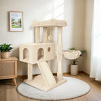 HOOMIC 36 Inches Cat Tree, Multi-Level Condo with Sisal Posts & Cozy Hammock, Padded Plush Perch, Available in Beige, Dark Grey, Light Grey , Perfect for Indoor Cats & Kittens #Summervibes