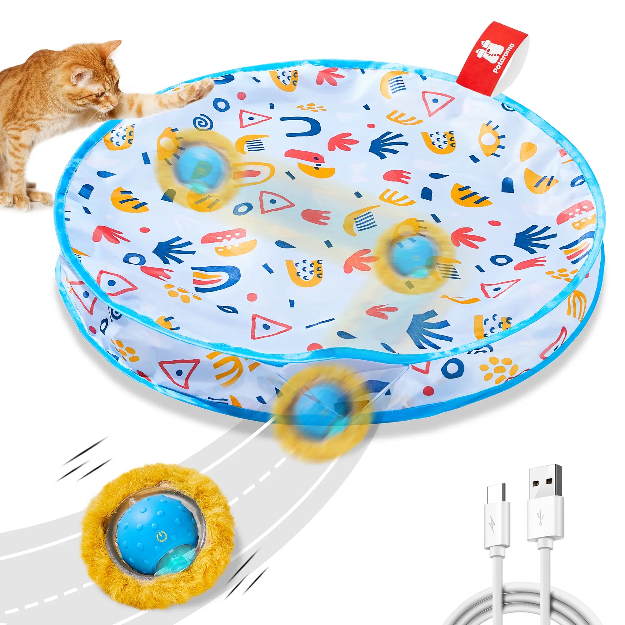 Potaroma Interactive Cat Toys, Fast Rolling Ball in Play Mat, Automatic Motion Activated Moving Ball Hide and Seek Game for Indoor Exercise Kicker #Summervibes #Petlovers