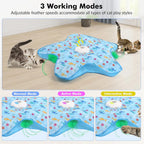 Hide and Seek Cat Toys with 2 Teasing Sticks, Touch Activated Cat Kitten Toy Exercise Toys for Indoor Bored Cats, Interactive Cat Toys Rechargeable, Moving Concealed Feathers, Real Mouse Squeaky