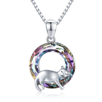 Cat Crystal Necklace – 925 Sterling Silver with Sparkling Stone