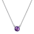 Dainty Cat Birthstone Necklace – Sterling Silver Valentine's Gift