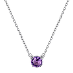 Dainty Cat Birthstone Necklace – Sterling Silver Valentine's Gift