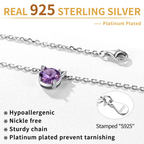 Dainty Cat Birthstone Necklace – Sterling Silver Valentine's Gift