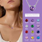 Dainty Cat Birthstone Necklace – Sterling Silver Valentine's Gift