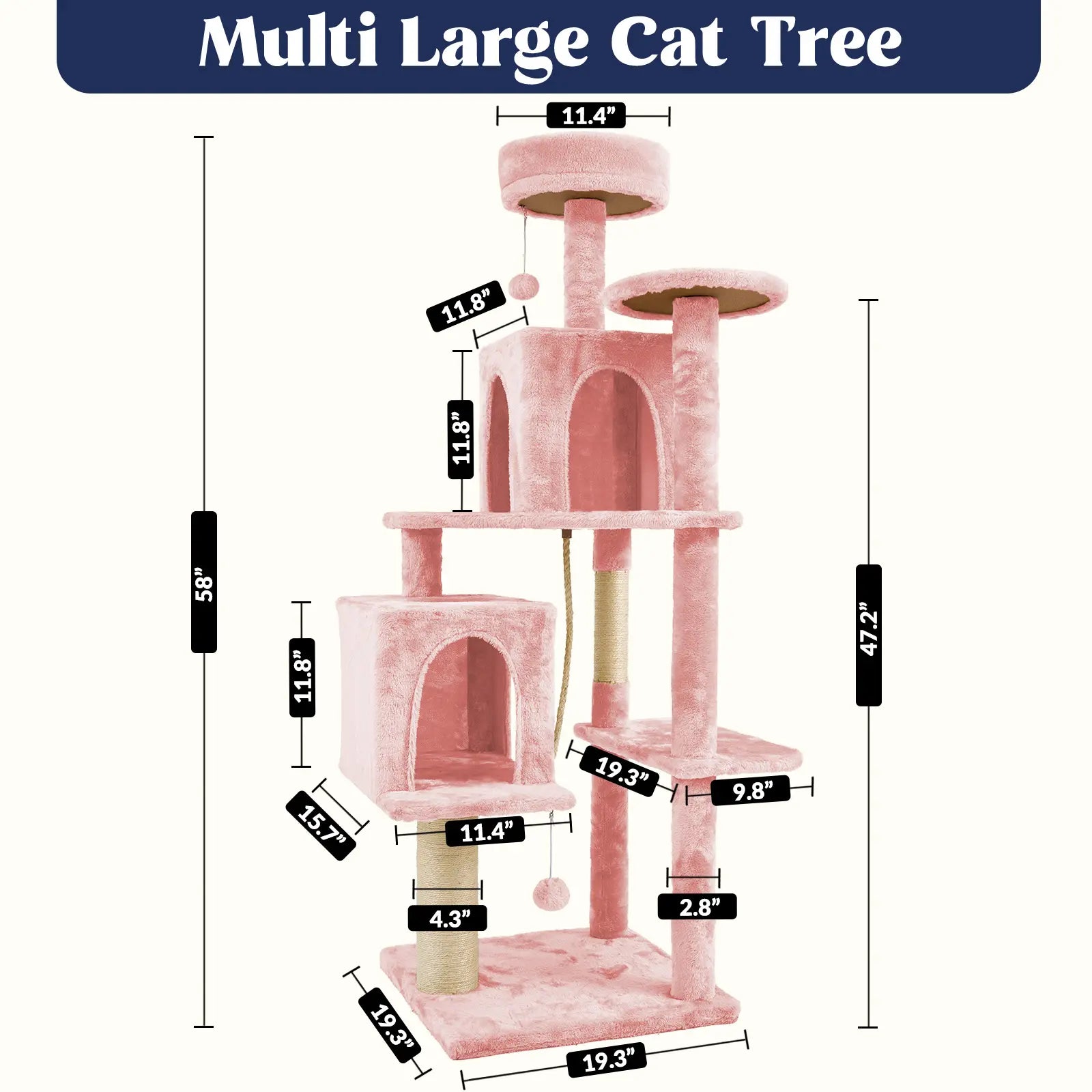 [Mothersdaygift] Wecharmer Cat Tree / Tower for Indoor with Green Leaves, Cat Condo Cozy Plush House with Hang Ball, Pet Furniture with Scratching Posts Cat Tree