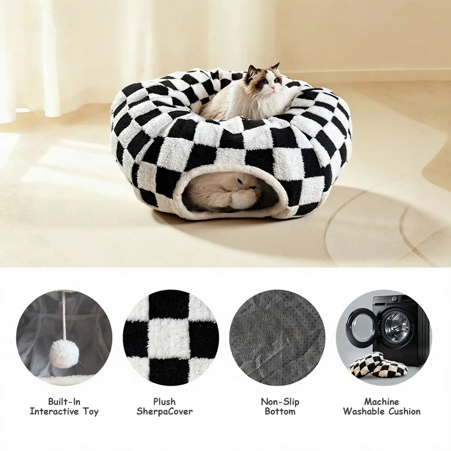 Mizusu Cat Tunnel Bed - 2-in-1 Play & Sleep Hideaway for Cats