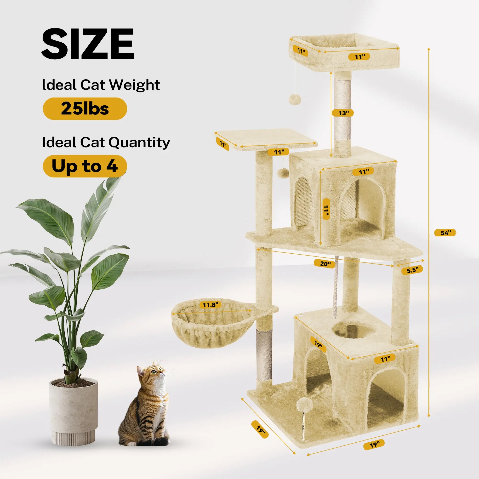 [Mothersdaygift] Wecharmer Cat Tree / Tower for Indoor with Green Leaves, Cat Condo Cozy Plush House with Hang Ball, Pet Furniture with Scratching Posts Cat Tree