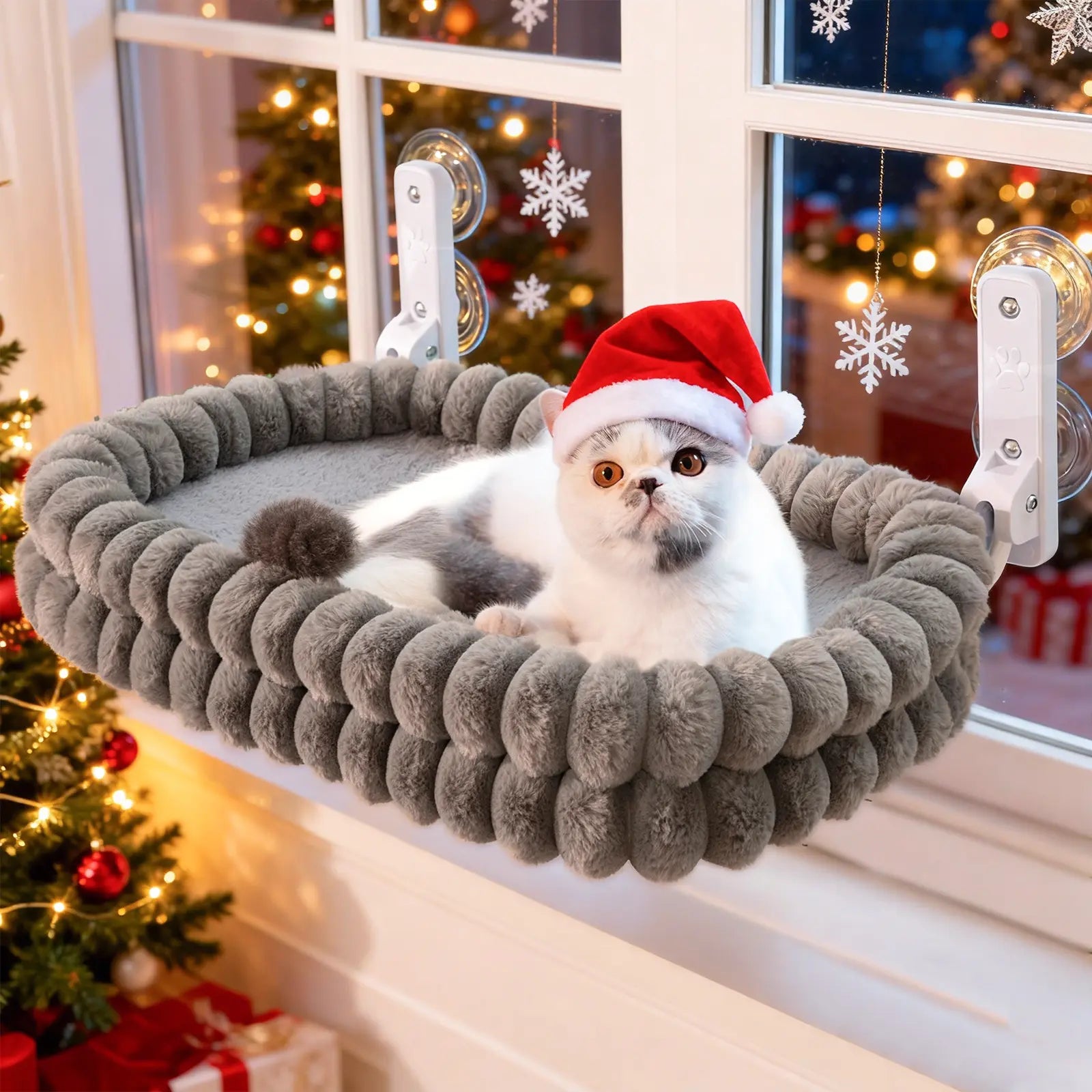 Folding Cat Hammock for Window - Cordless, Machine Washable Bed, Robust Metal Frame, Strong Suction Cups，Cat Window Perch for Cats and Small Dogs Tiktokshopspringglowup