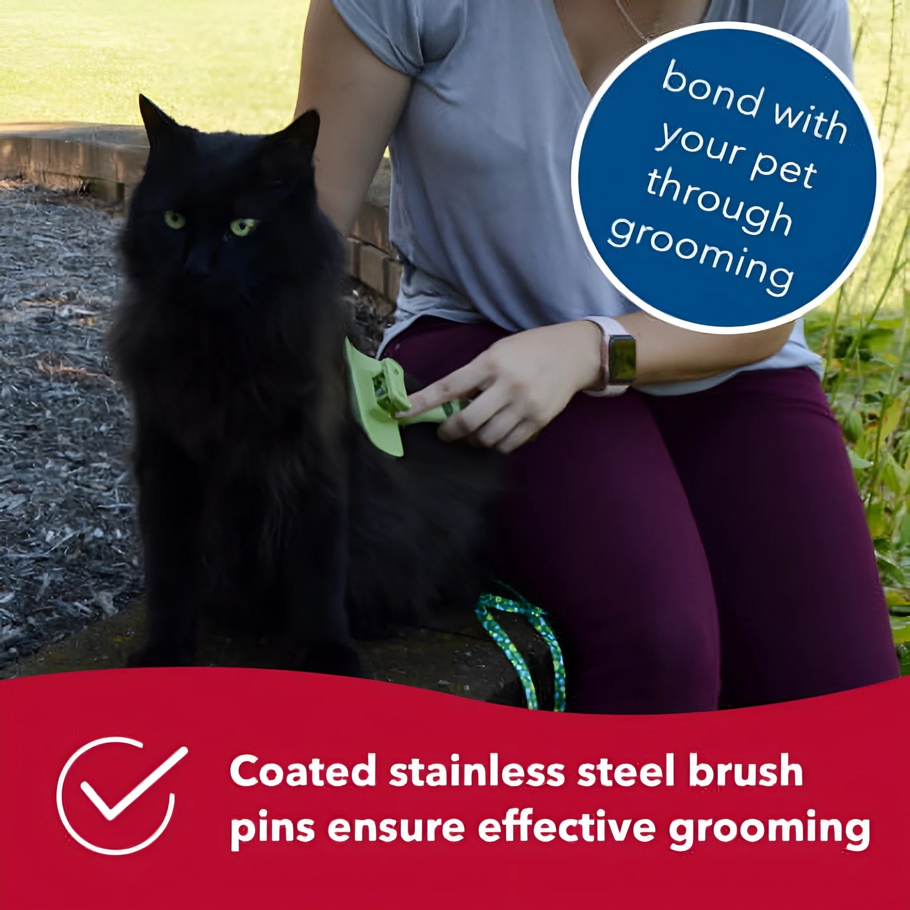Safari Self-Cleaning Cat Slicker Brush - Easy Push-Button Cleanup