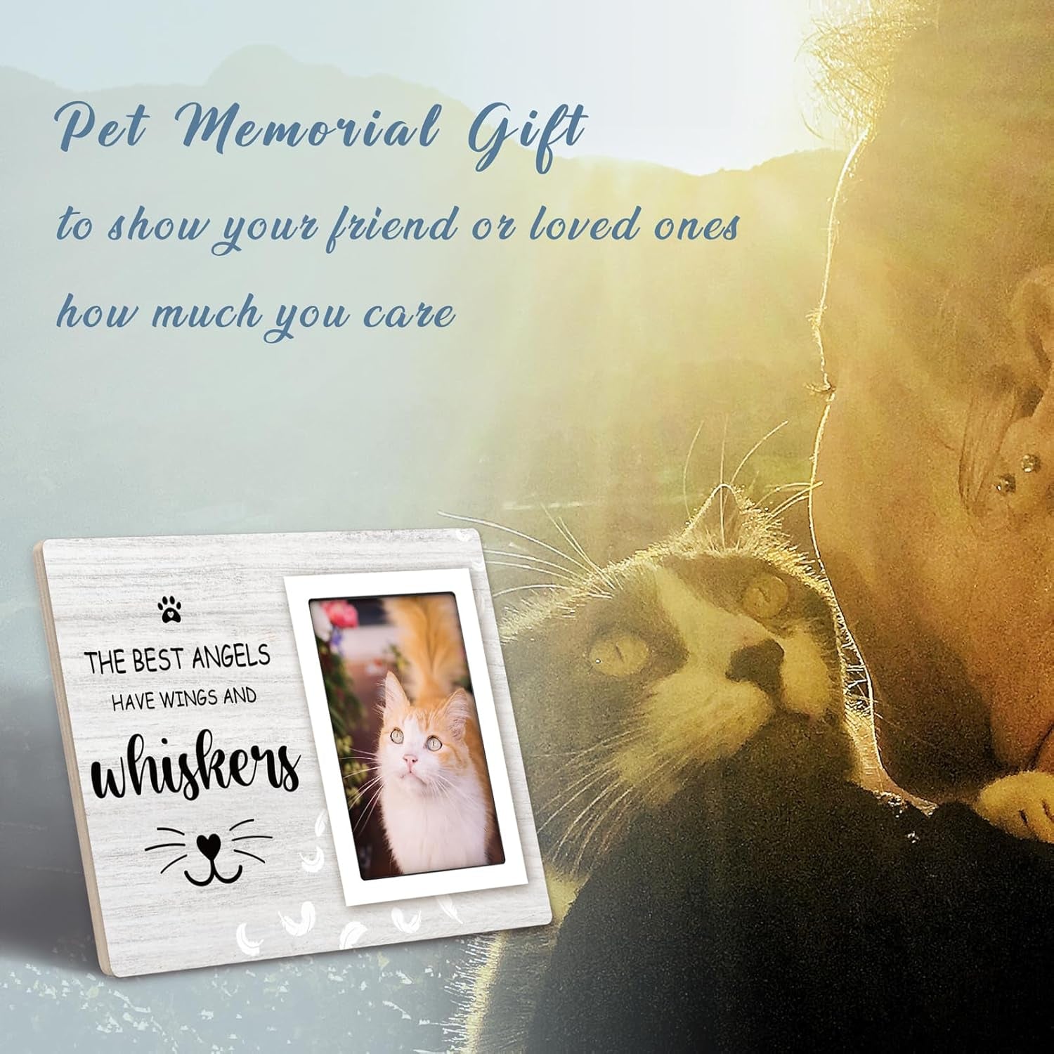 Cat Memorial Gifts for Loss of Cat, Cat Memorial Picture Frame, Cat Loss Sympath