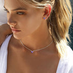 Dainty Cat Birthstone Necklace – Sterling Silver Valentine's Gift